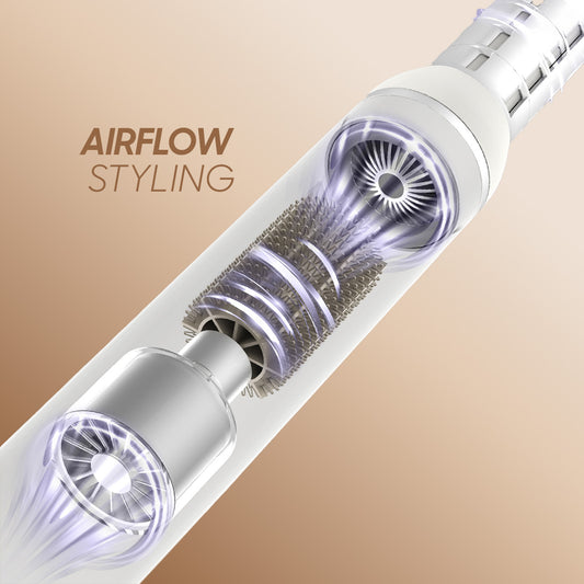 6-In-1 Airflow Hair Styler highlighting airflow styling on tan background