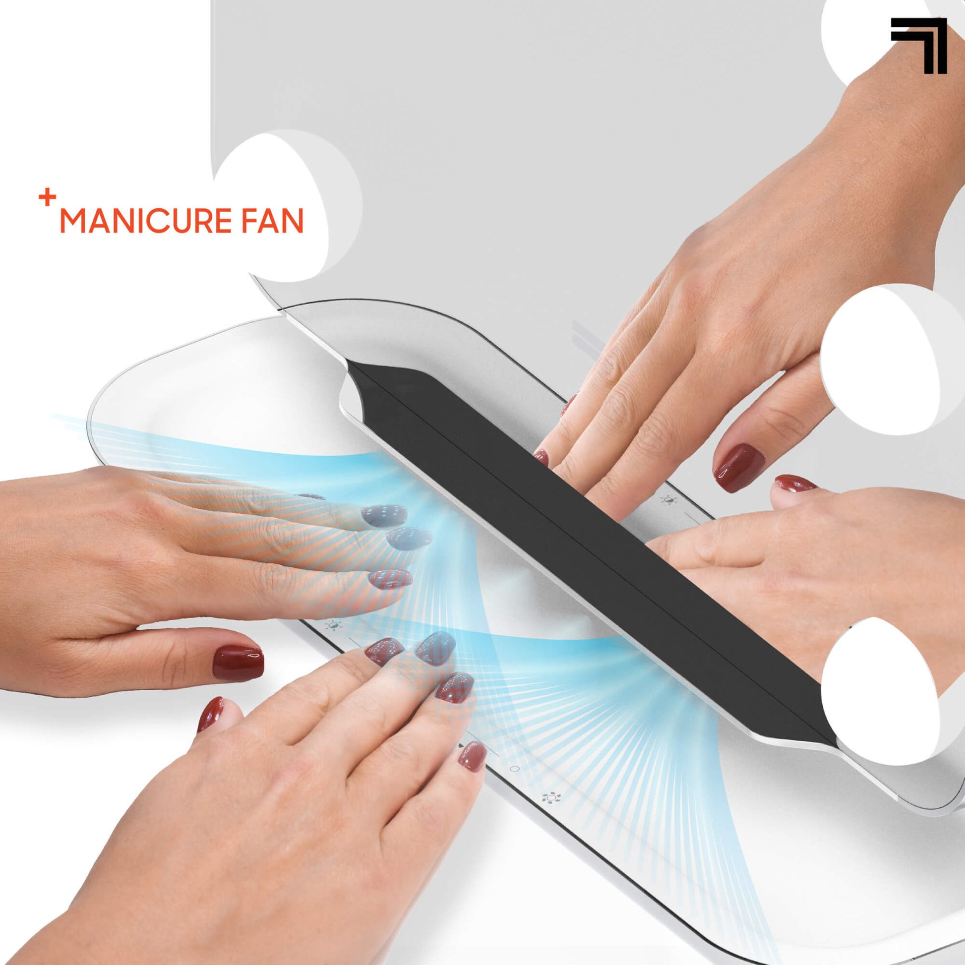Hollywood Vanity Lighted Mirror showing fingernails under manicure fan